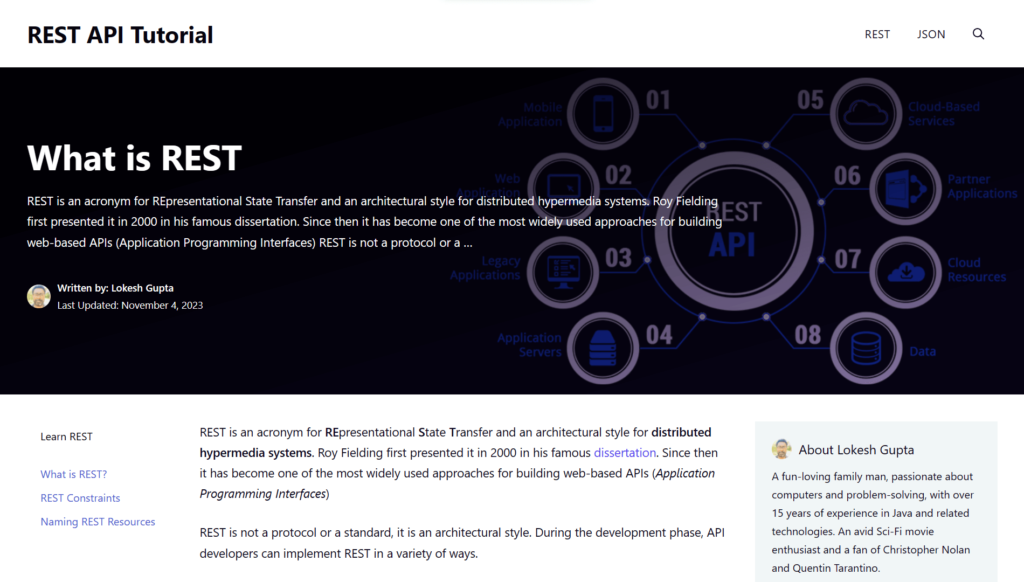 RESTful API Tutorial Website.